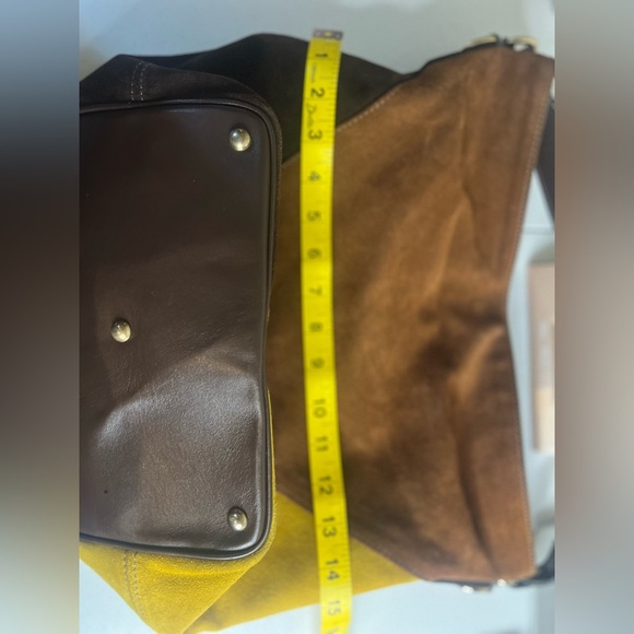 Anthropologie My Choice Suede Italian Leather Tote bag Purse Color Block Hobo - Picture 6 of 6